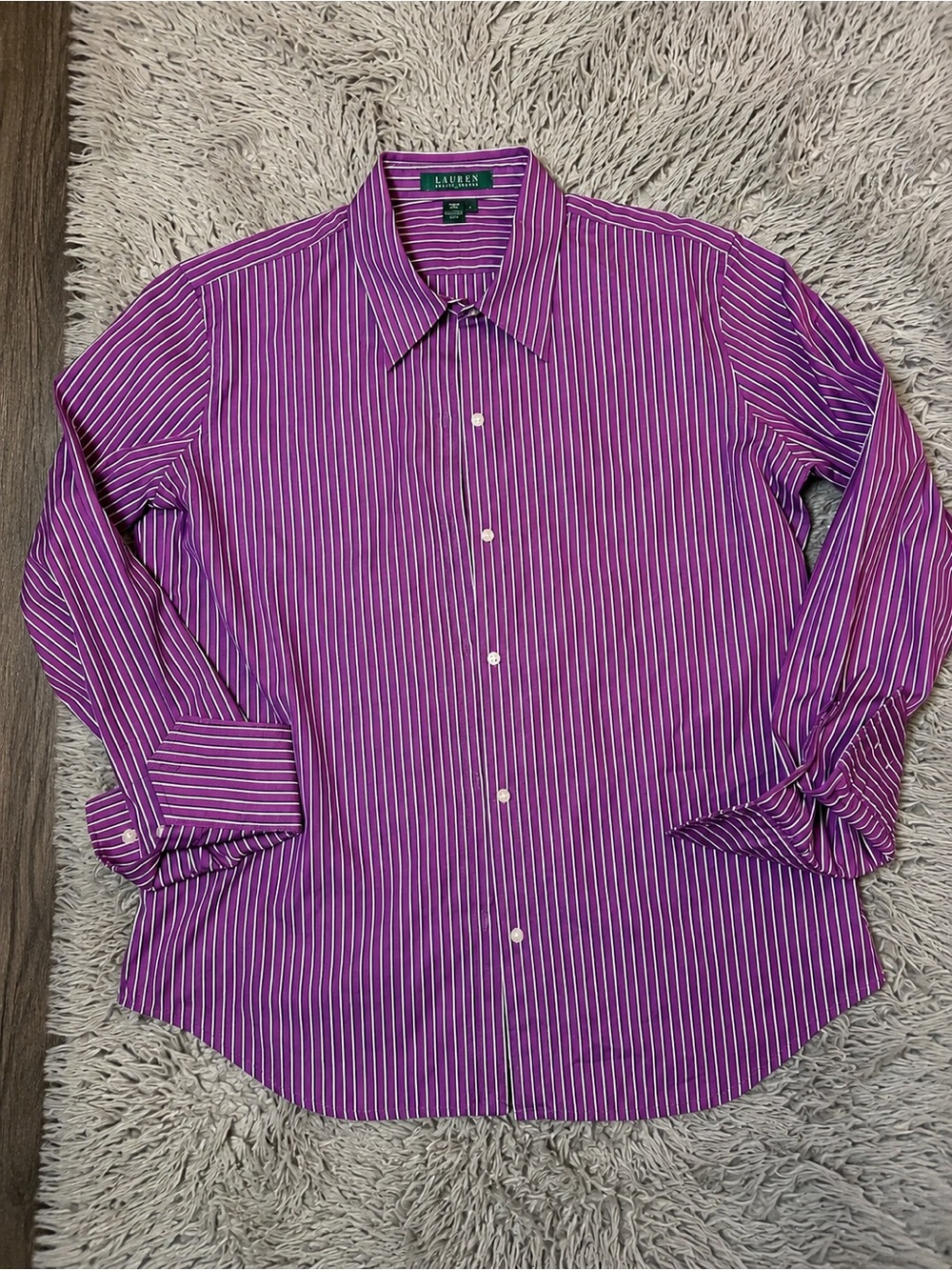 Lauren Ralph Lauren Women’s Purple & White Striped Button-Up Shirt